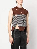 Distressed Stripe Knitted Vest
