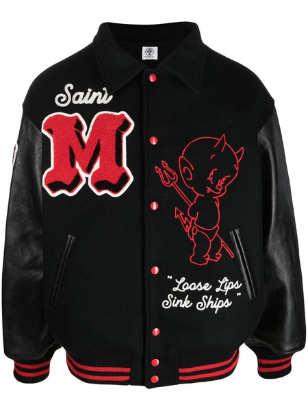 Slogan Print Varsity Jacket