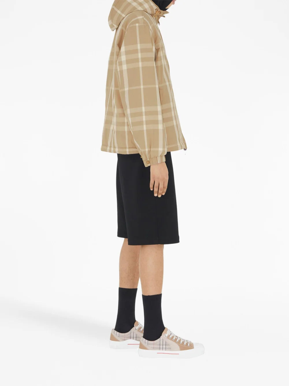 Vintage-Check Pattern Hooded Jacket