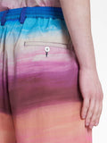 Painterly-Print Pleated Cotton Shorts