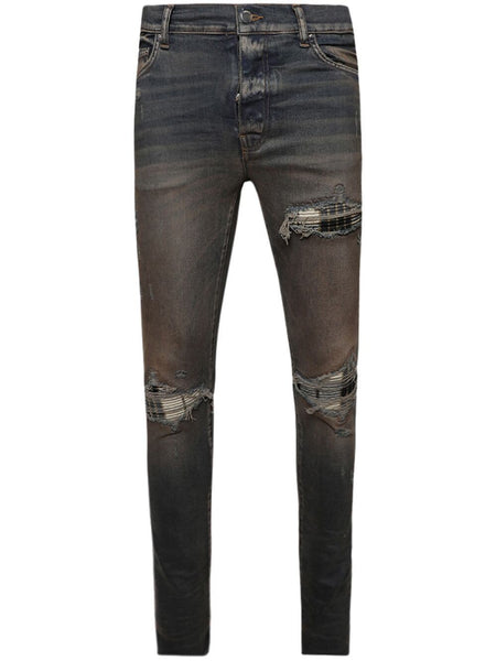 Mx1 Plaid-Detail Skinny Jeans