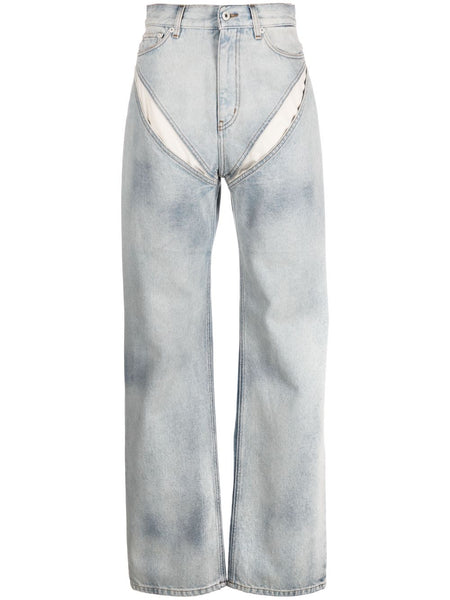 Cut-Out Wide-Leg Jeans