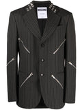 Decorative-Zips Single-Breasted Coat