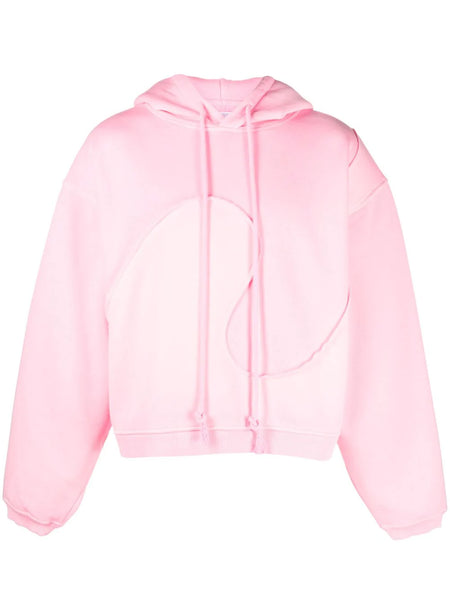 Swirl-Panelled Drawstring Fleece Hoodie