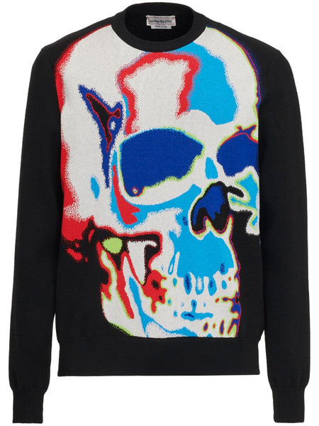 Skull Graffiti Intarsia-Knit Sweater