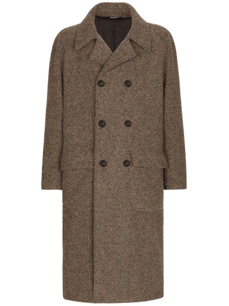 Mélange-Effect Double-Breasted Coat
