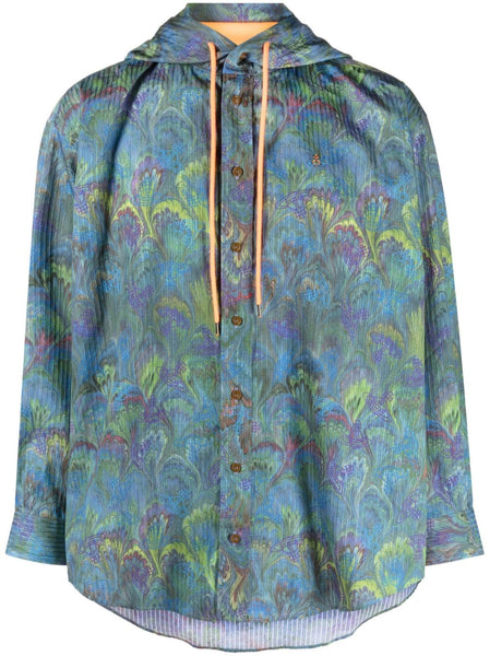 Orb-Print Hooded Shirt