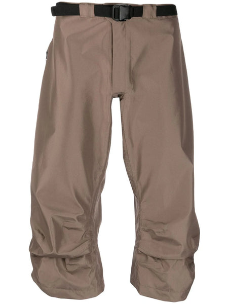 Buckle-Fastening Satin Cropped Trousers
