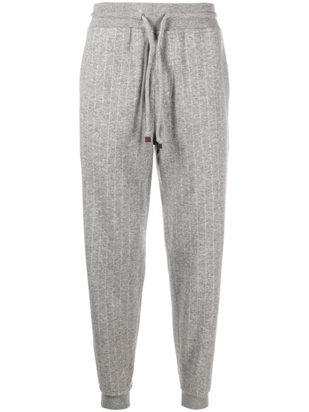 Striped Cashmere-Blend Track Pants