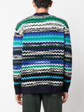 Zig-Zag Knitted Wool-Blend Cardigan