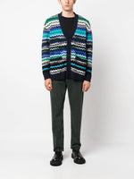 Zig-Zag Knitted Wool-Blend Cardigan