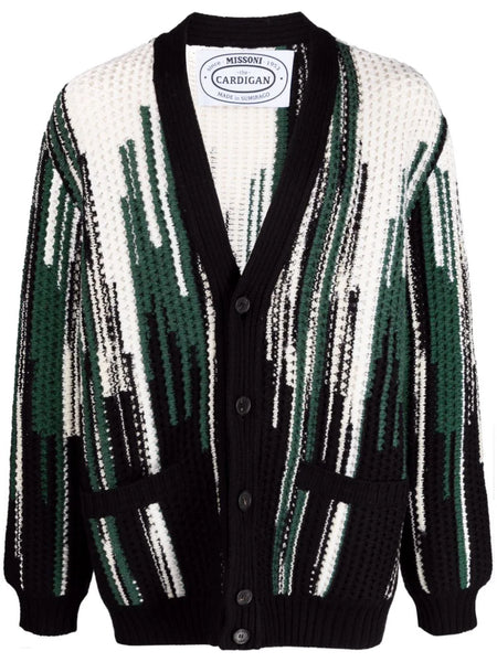 Graphic-Print Buttoned Cardigan
