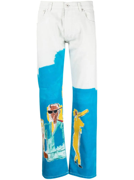 Illustration-Print Straight-Leg Jeans