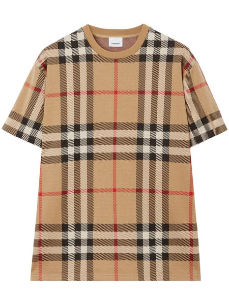 Checkered Jacquard Cotton T-Shirt