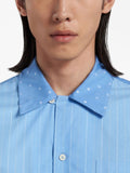 Striped Contrast-Collar Shirt