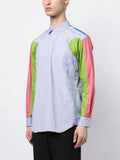 Colour-Block Panelled Cotton Shirt
