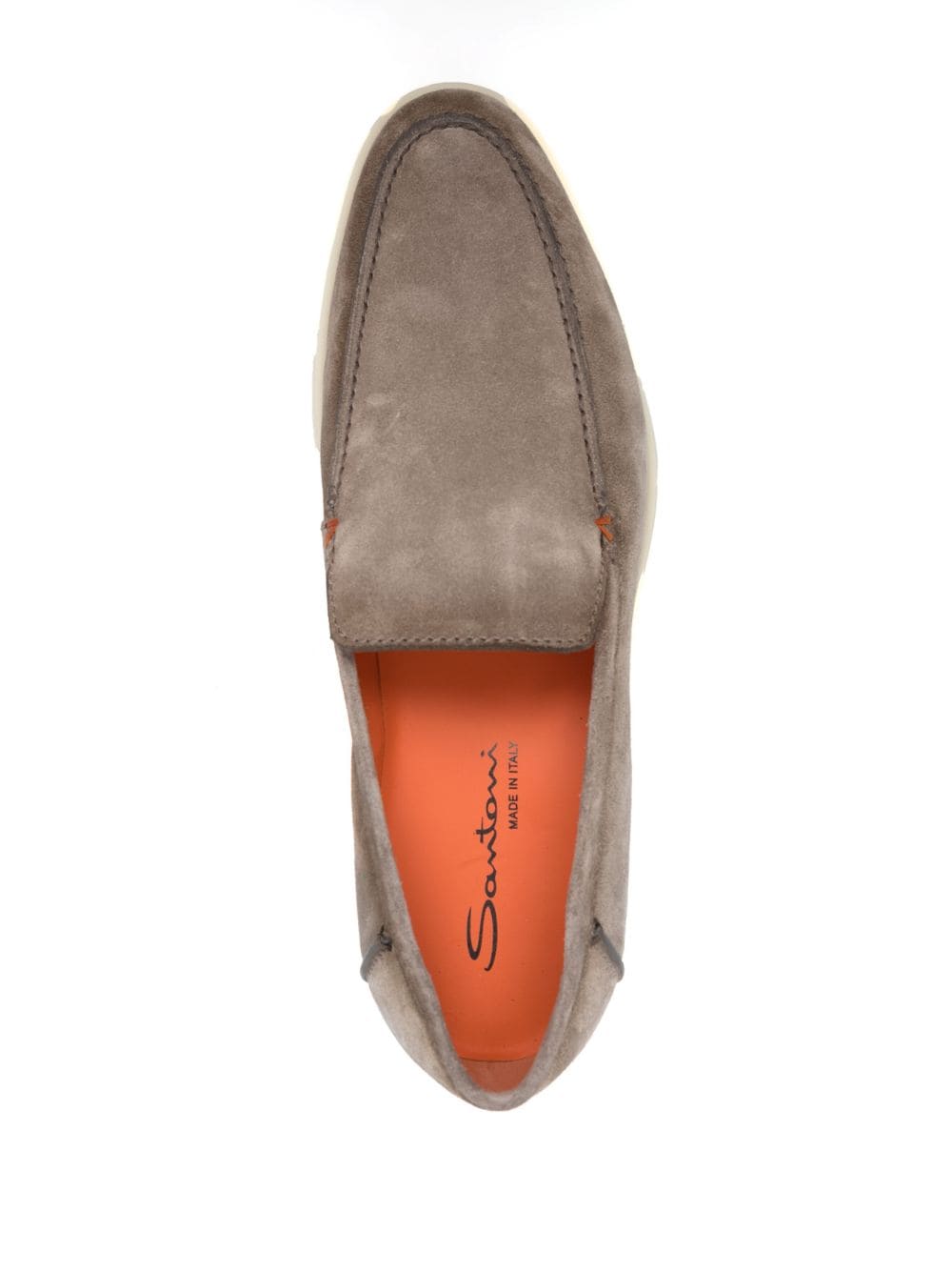 Tonal-Stitching Leather Loafers