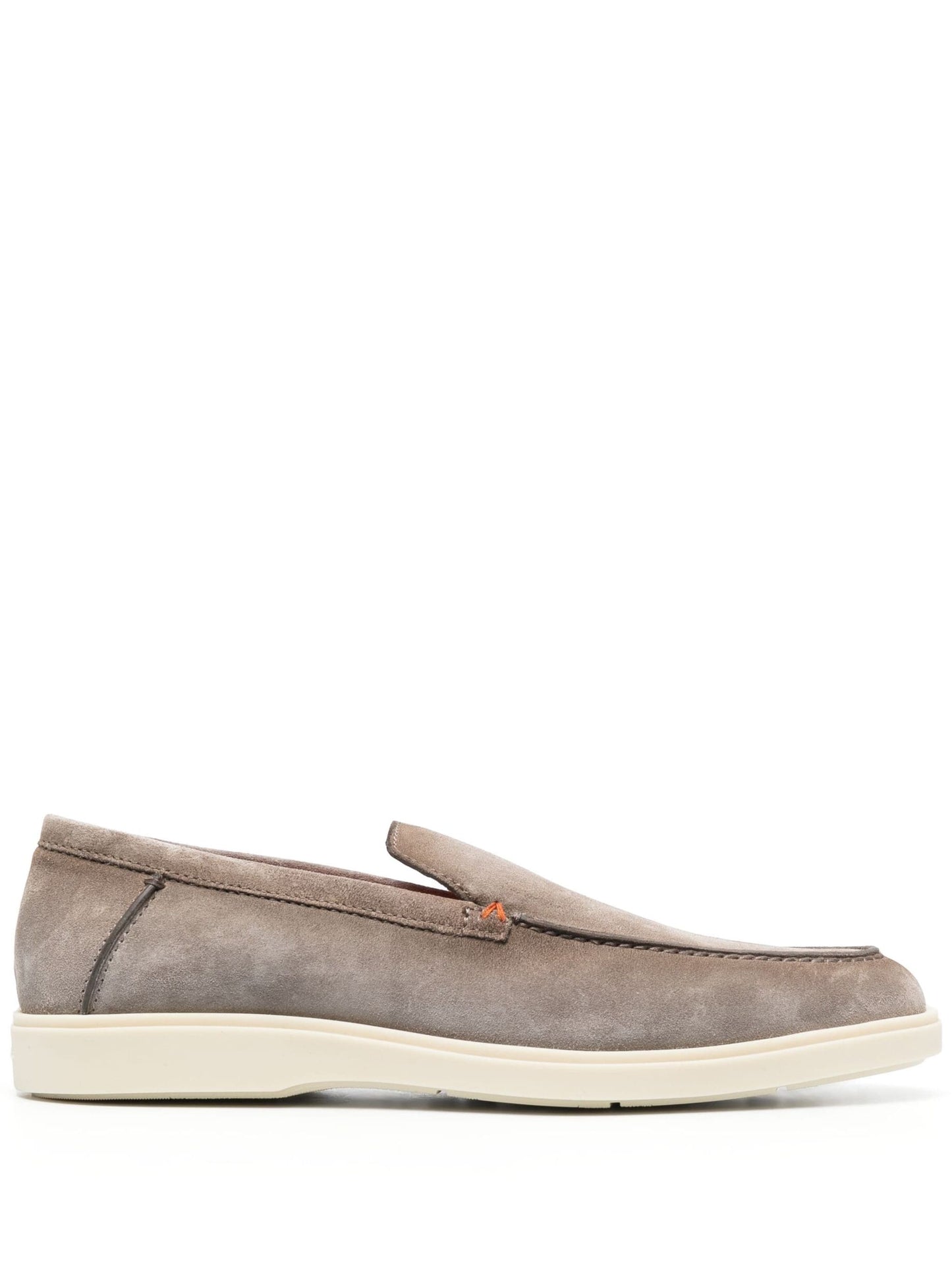 Tonal-Stitching Leather Loafers