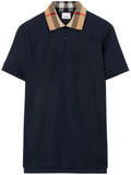 Checked-Collar Cotton Polo Shirt