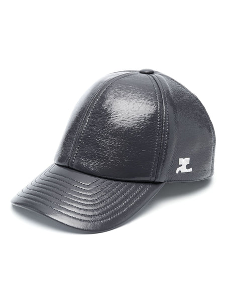 Logo-Embroidered Glossy-Finish Cap