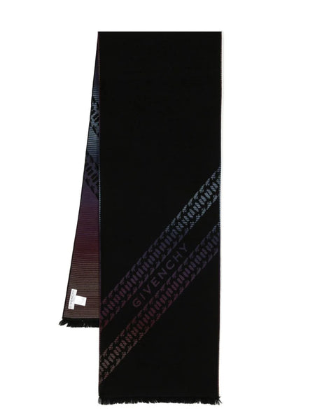 Logo-Jacquard Frayed Scarf