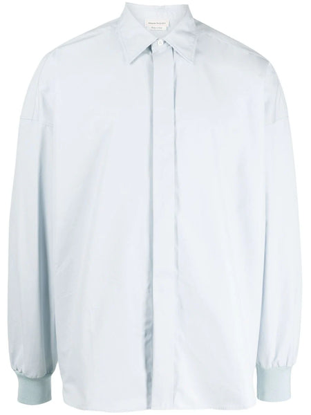 Ribbed-Cuff Silk-Blend Shirt