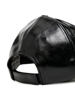Logo Embroidered Faux Leather Cap