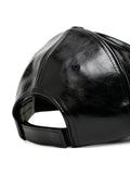 Logo Embroidered Faux Leather Cap