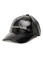 Logo Embroidered Faux Leather Cap