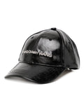 Logo Embroidered Faux Leather Cap