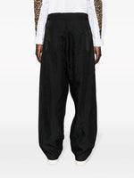 High-Waisted Twill Drop-Crotch Trousers