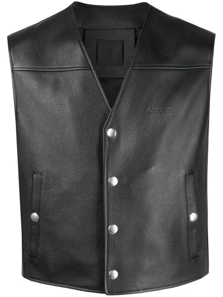 Logo-Debossed Leather Vest