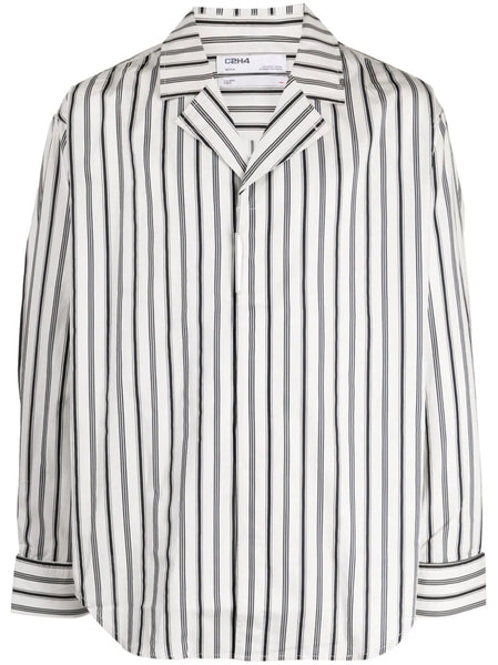 Striped Camp Collar Cotton Shirt