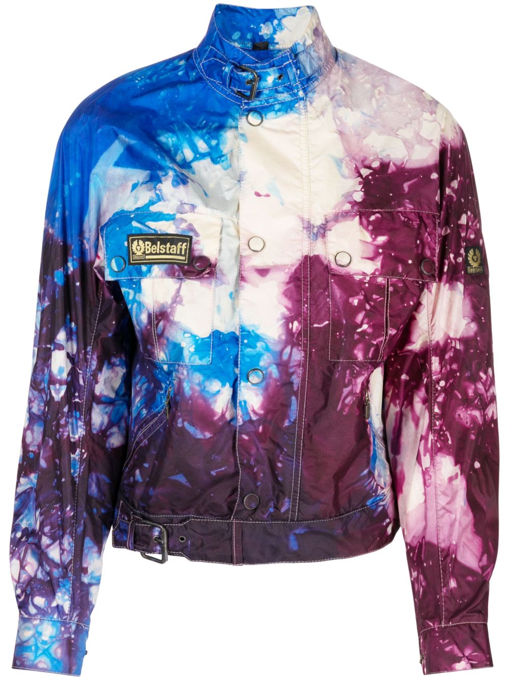 Graphic-Print Patch-Detail Jacket