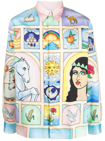 La Fable-Print Cotton Shirt