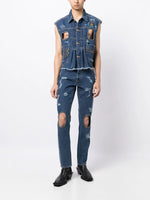 Distressed Cropped Jeans Gilet