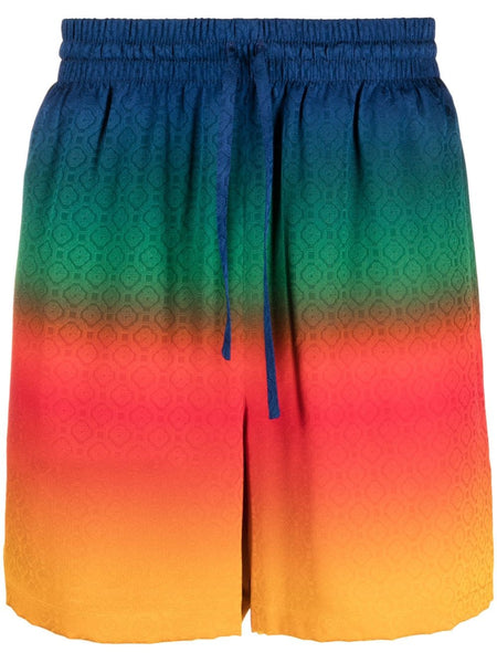 Rainbow-Ombré Silk Track Shorts