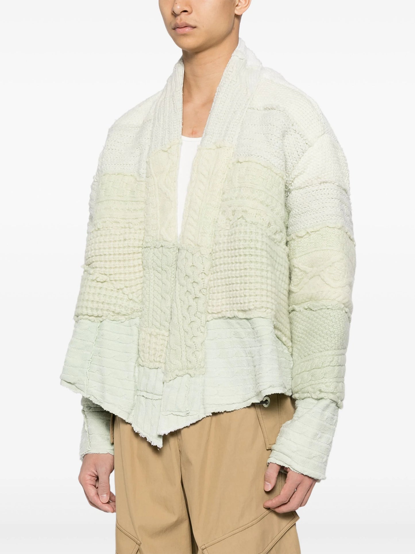 Patchwork-Knit Wool Jacket