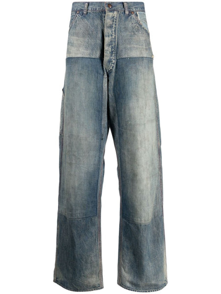 Distressed-Effect High-Rise Wide-Leg Jeans