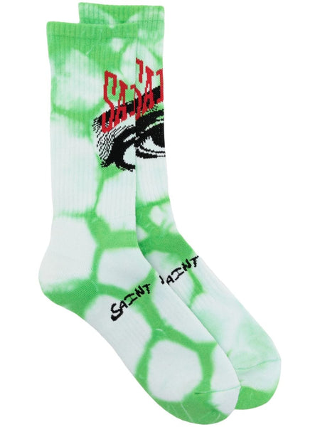 Eye-Motif Cotton-Blend Socks