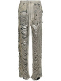 Distressed-Effect Wide-Leg Trousers