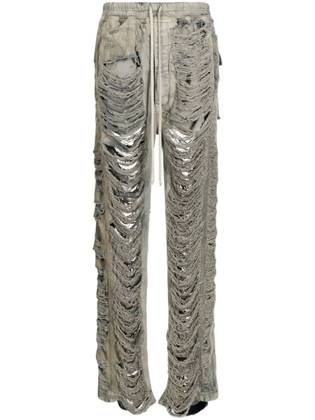 Distressed-Effect Wide-Leg Trousers