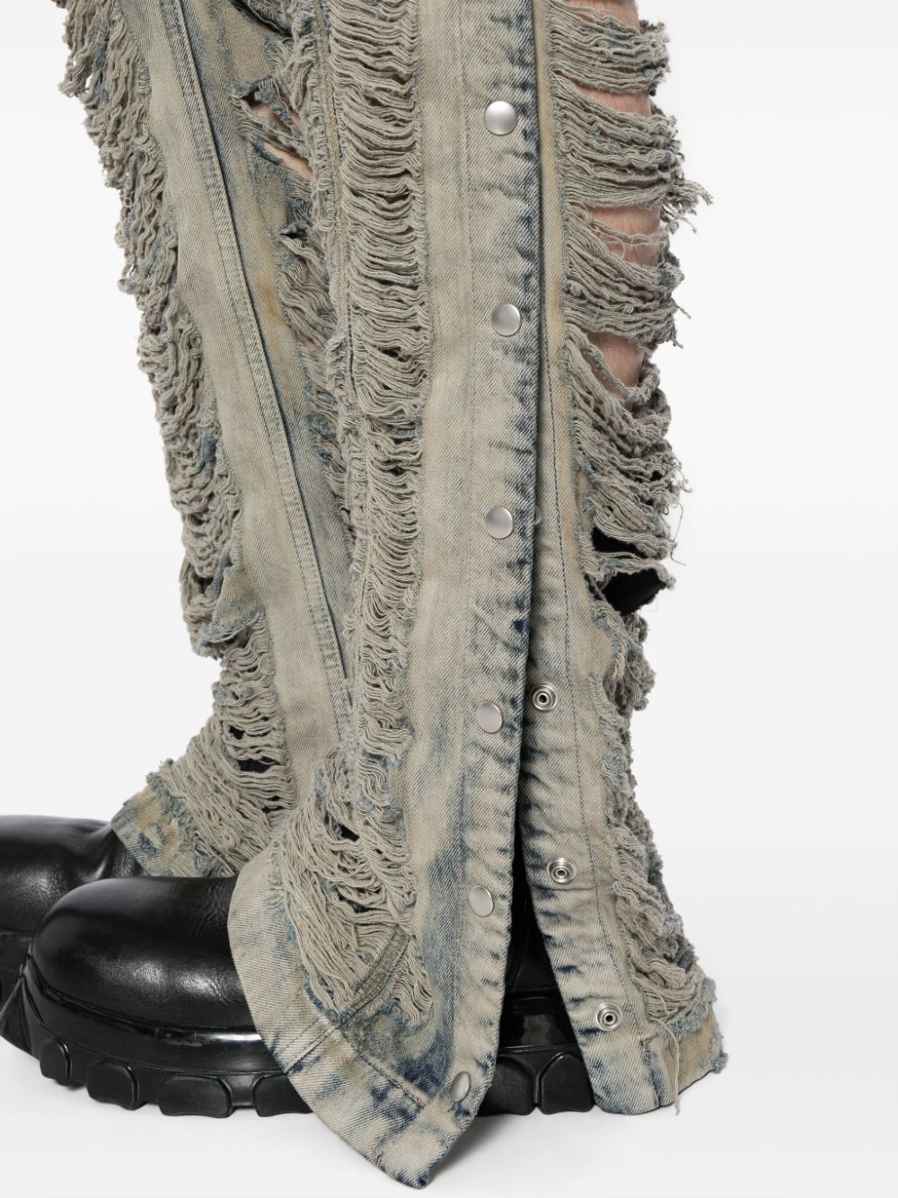 Distressed-Effect Wide-Leg Trousers