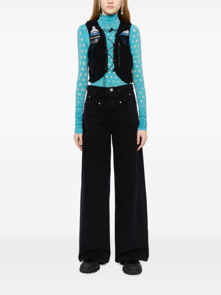Numbers-Motif Cropped Gilet
