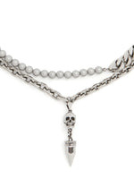Skull Pearl-Embellished Stud Necklace
