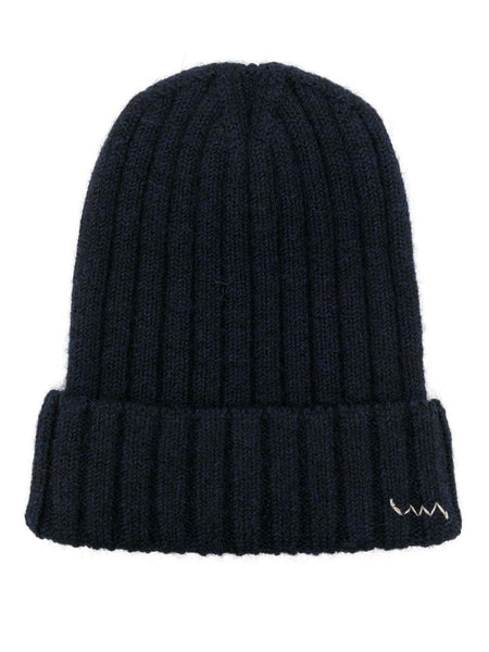 Contrast-Stitching Ribbed-Knit Beanie