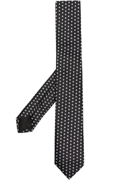 Star-Embroidered Silk Tie