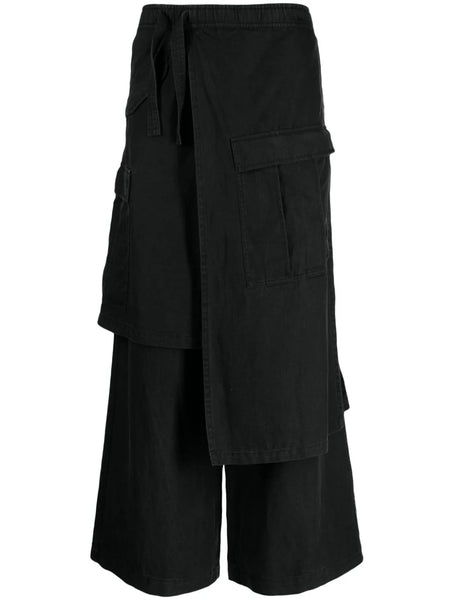 Asymmetric Layered Twill Cargo Trousers
