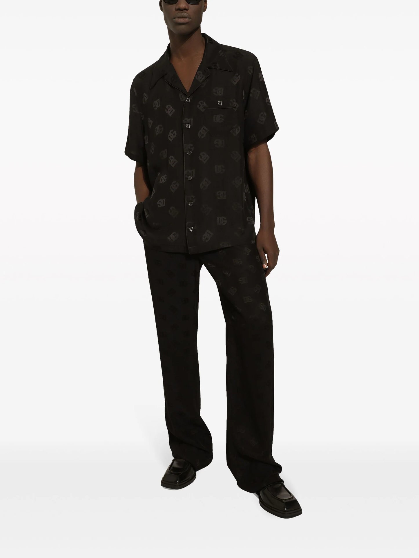 Dg Monogram-Jacquard Silk Shirt
