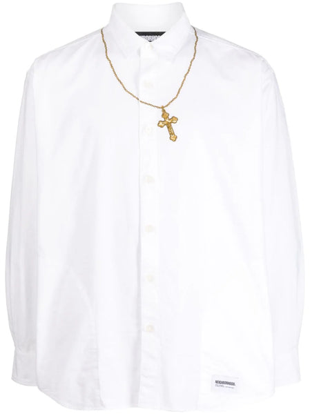 Cross-Embroidered Cotton Shirt